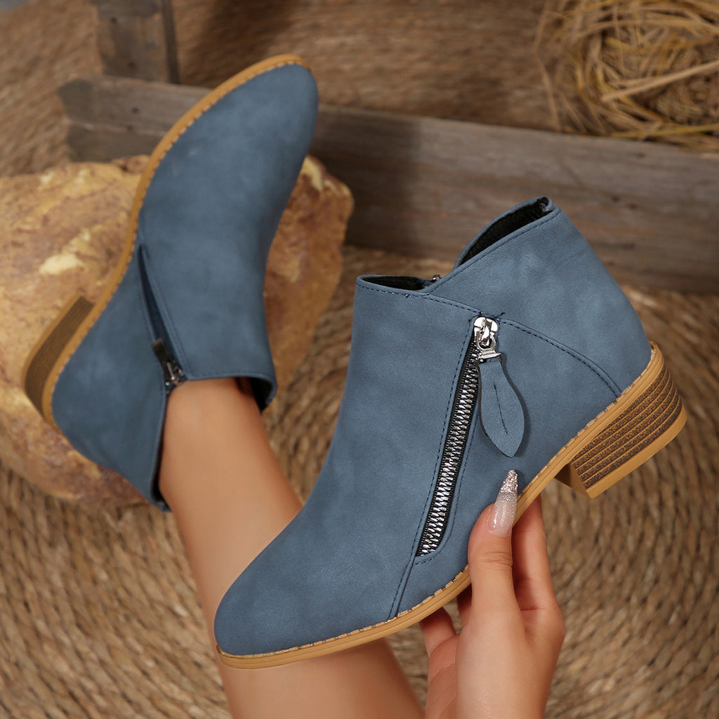 Chunky-Heel Ankle Boots mit spitzer Zehe | LuxeStyle