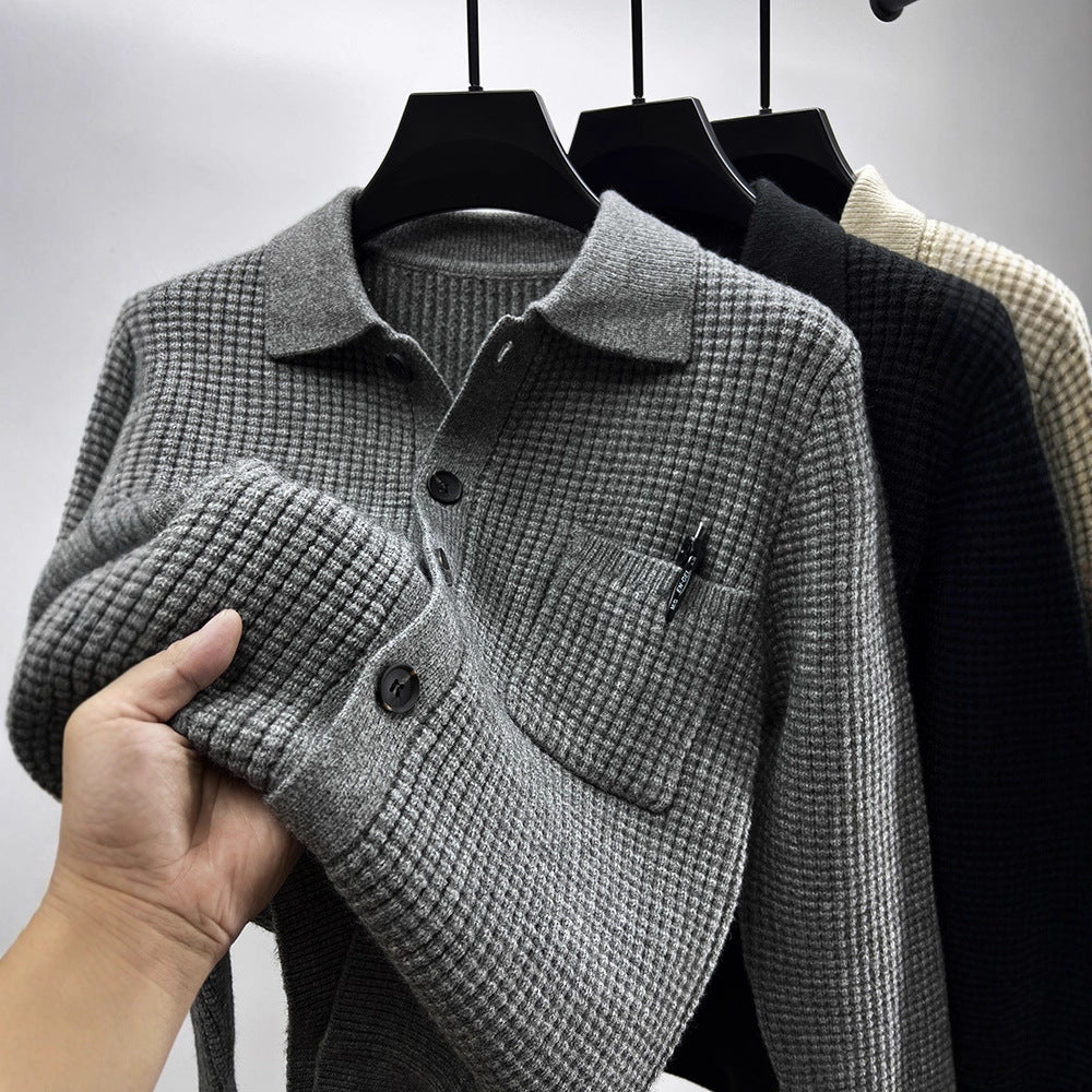 Strick-Cardigan mit Reverskragen und Taschen