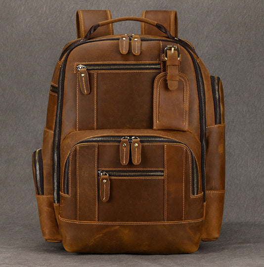 Retro Rucksack aus Rindsleder für 15-Zoll-Laptop