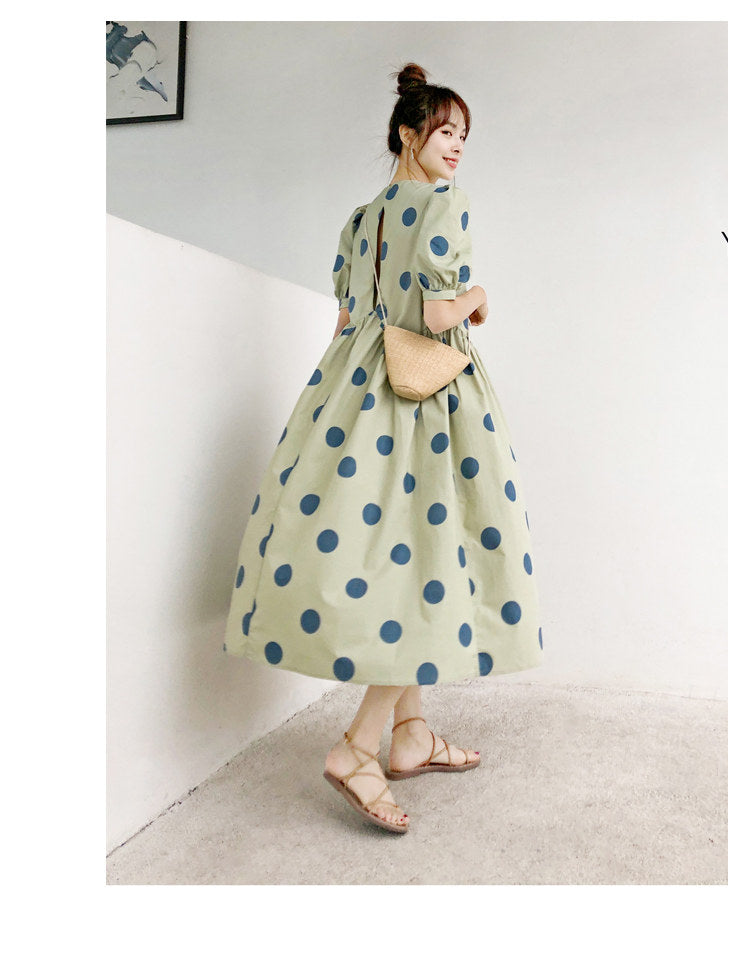 Retro A-Linien Midikleid mit Polka Dots – Bild 5 | LuxeStyle