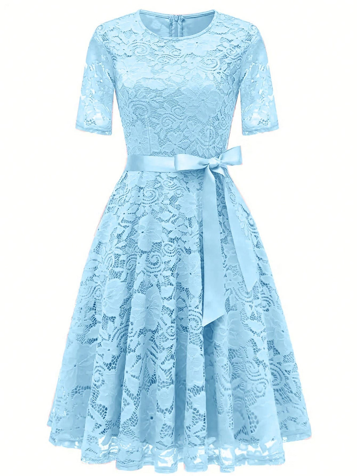 Elegantes Spitzenkleid mit Schleifendetail – Bild 6 | LuxeStyle