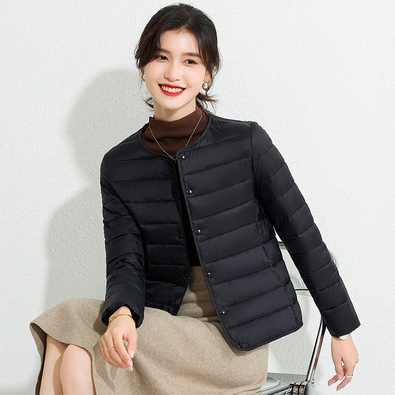 Leichte kurze Baumwoll-Liner-Jacke für Damen
