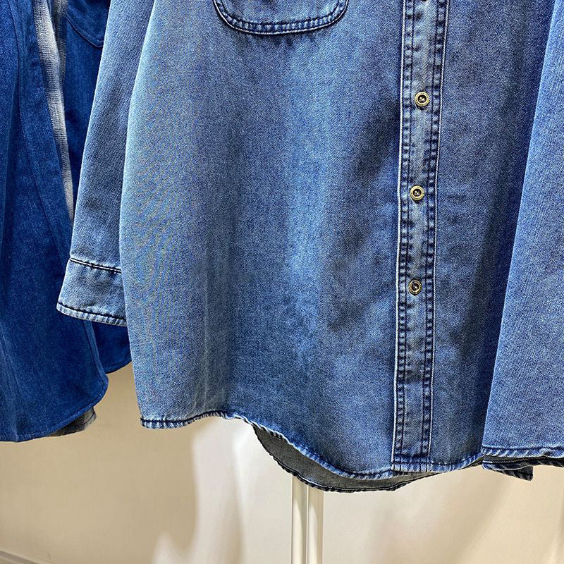 Vintage Denim-Hemd im Hong Kong Stil