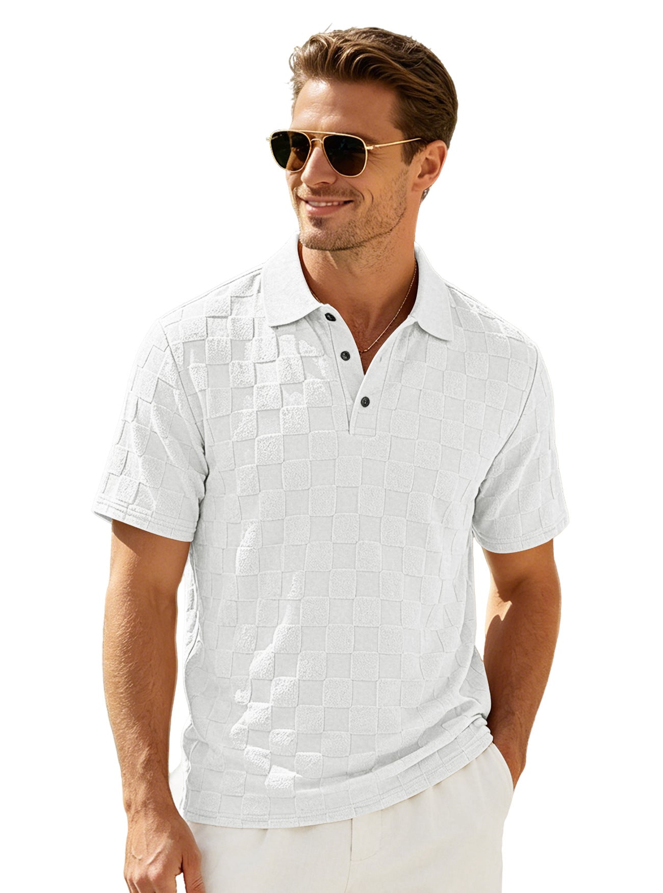 Herren Jacquard Polo-Shirt mit Reverskragen
