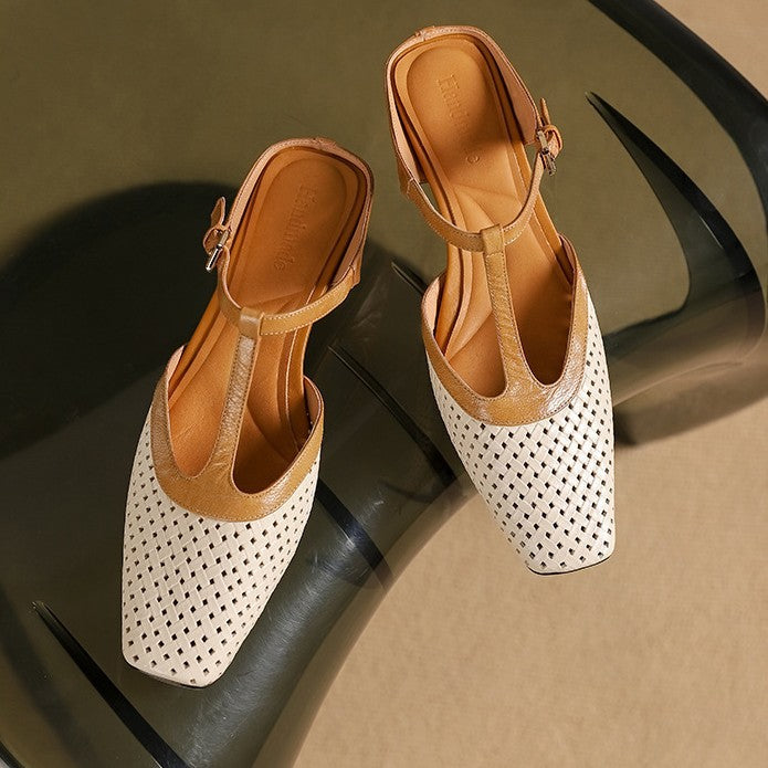 Chunky-Heel T-Strap Mary Jane Slipper