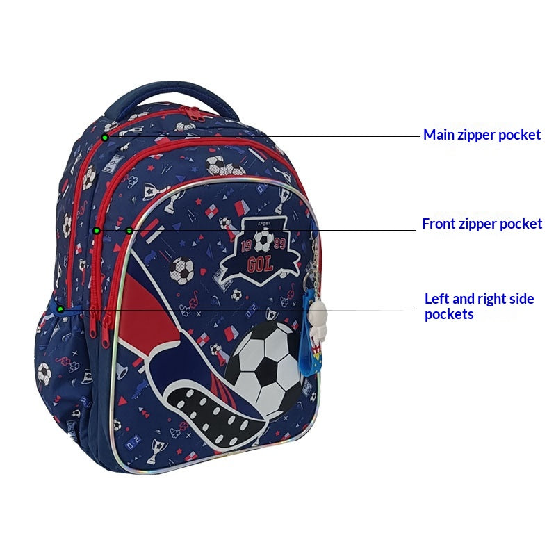 Schulrucksack mit Fussball-Motiv (3-teilig) | LuxeStyle