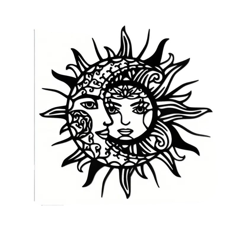 Schwarzes geometrisches Sonne‑Mond‑Metallornament – Bild 5 | LuxeStyle