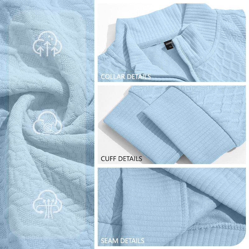 Jacquard-Pullover mit Reissverschluss und Revers – Bild 6 | LuxeStyle