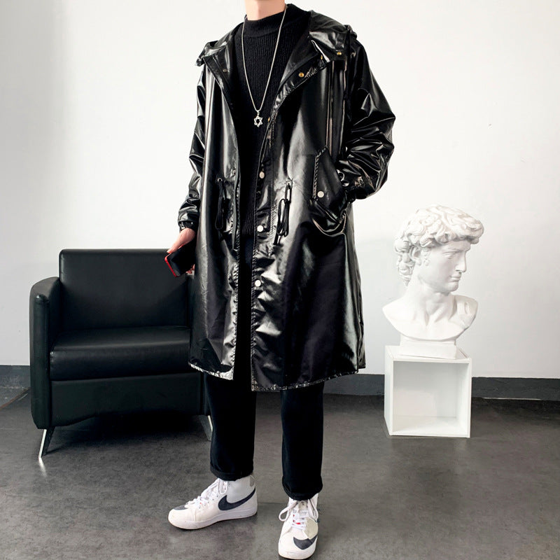Langer Trenchcoat für Herren – locker, einfarbig – Bild 2 | LuxeStyle
