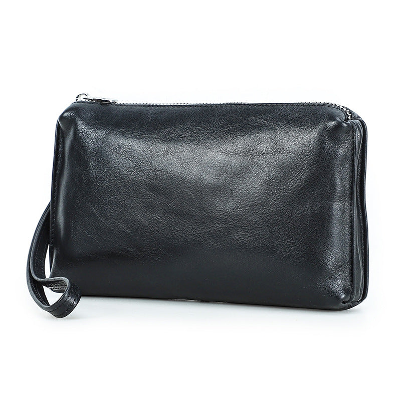 Braune Lederhandtasche für grosse Smartphones