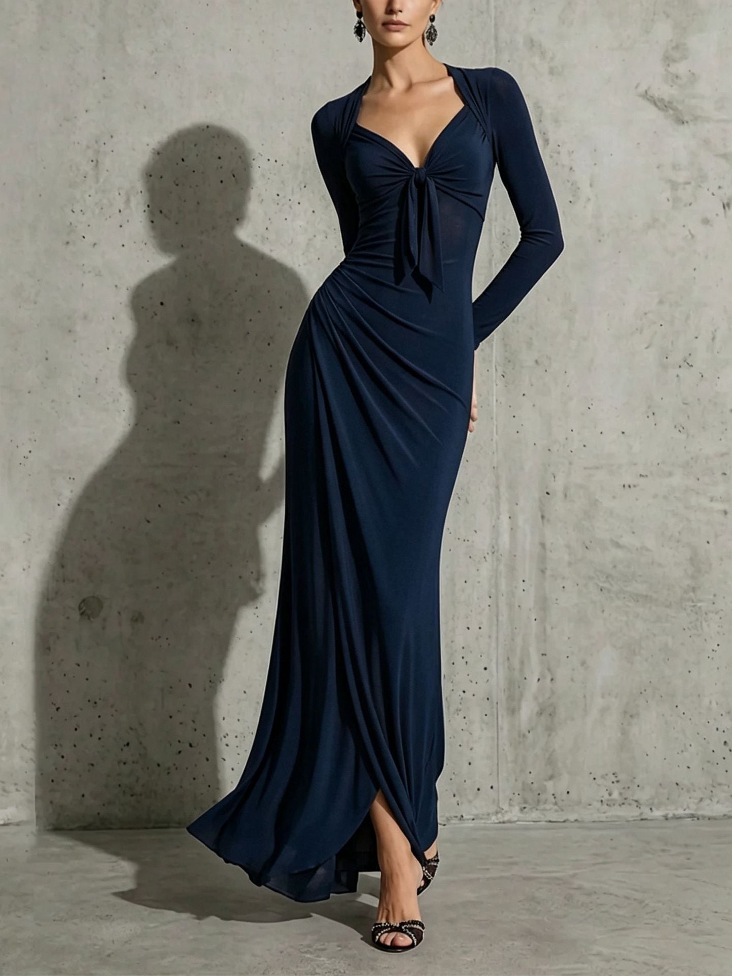 V-Ausschnitt Maxi-Kleid