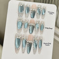Eisklarer blauer Katzenaugen-Nagelsticker