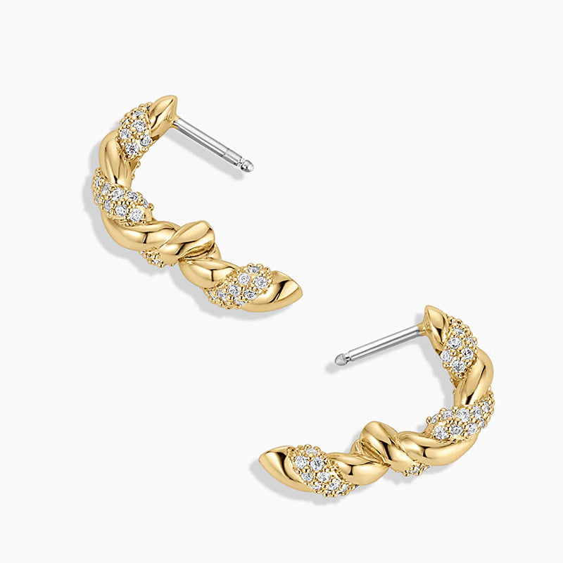Moissanit Ohrclips mit gedrehtem Design – Bild 4 | LuxeStyle
