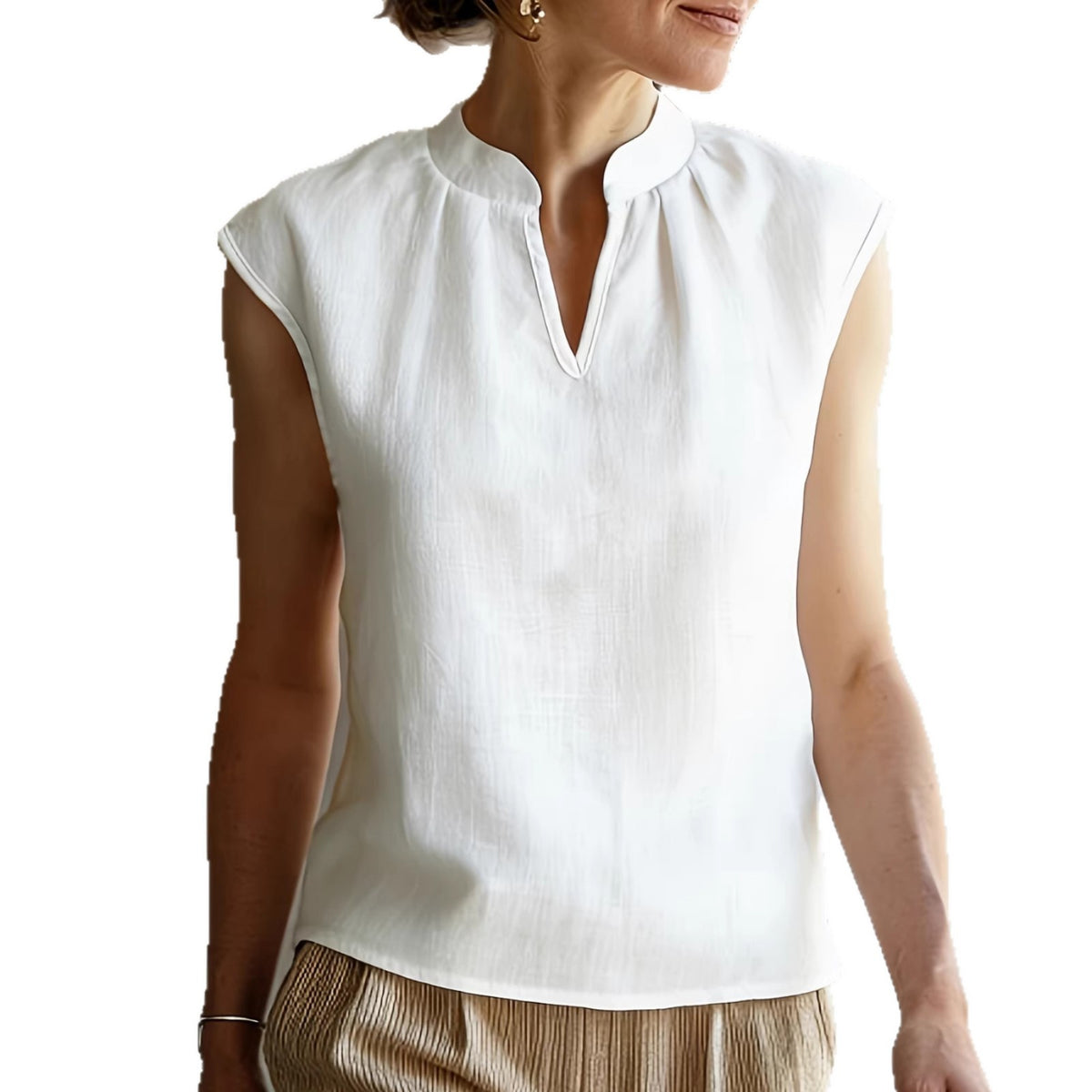 Weisses Leinen-Sleeveless Shirt – Bild 3 | LuxeStyle