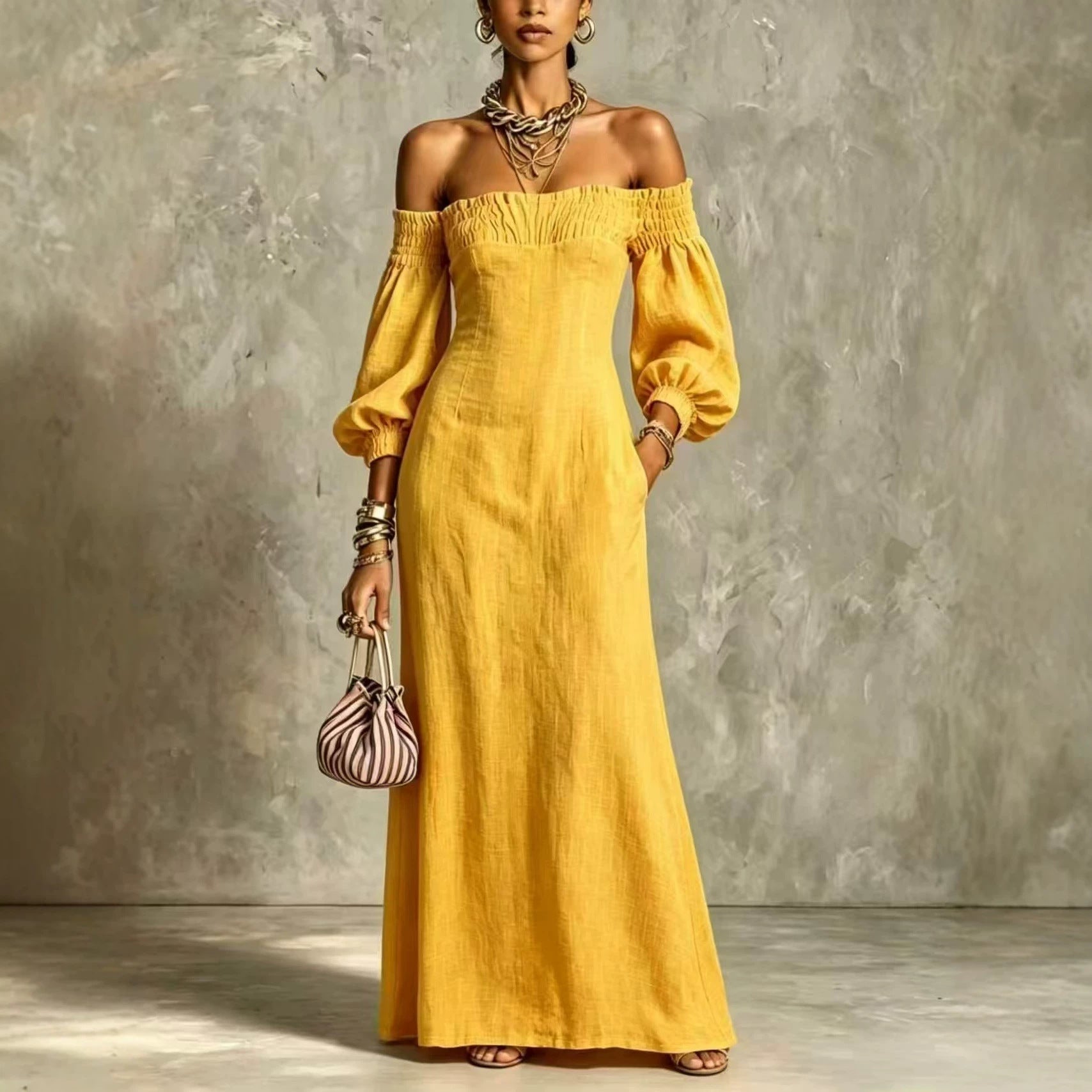 Elegantes Maxikleid mit Glockenärmeln