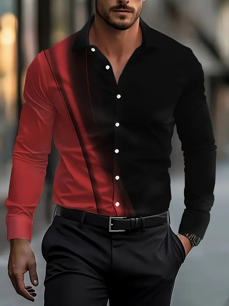 Color-Block Langarmhemd für Herren – Bild 1 | LuxeStyle