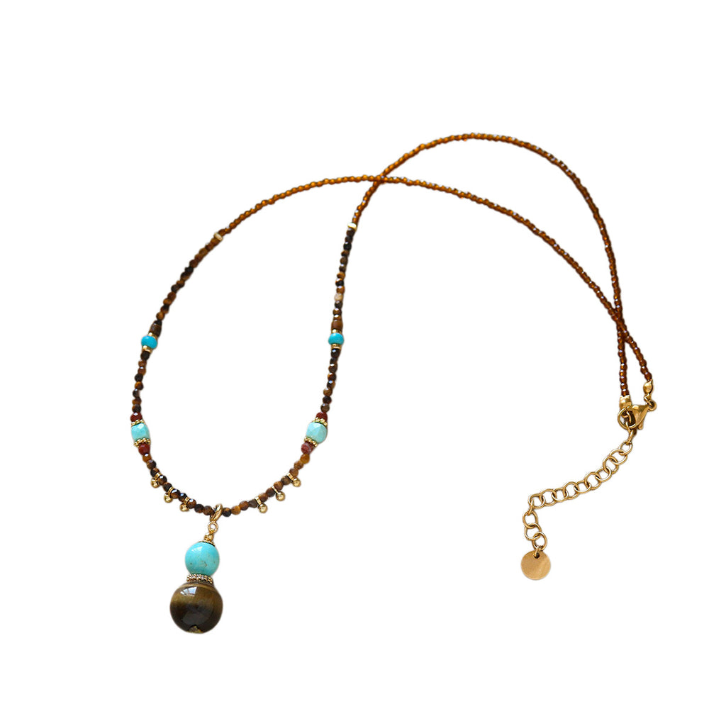 Tigeraugen-Perlenkette mit Turquoise-Anhänger – Bild 8 | LuxeStyle