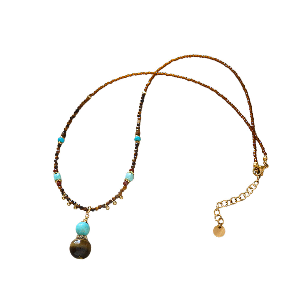 Tigeraugen-Perlenkette mit Turquoise-Anhänger – Bild 8 | LuxeStyle
