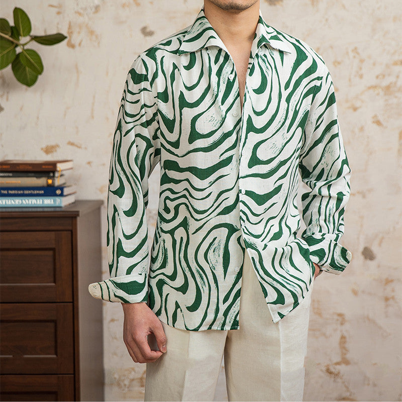 Bogenkragen-Shirt aus Leinen-Viskose | LuxeStyle