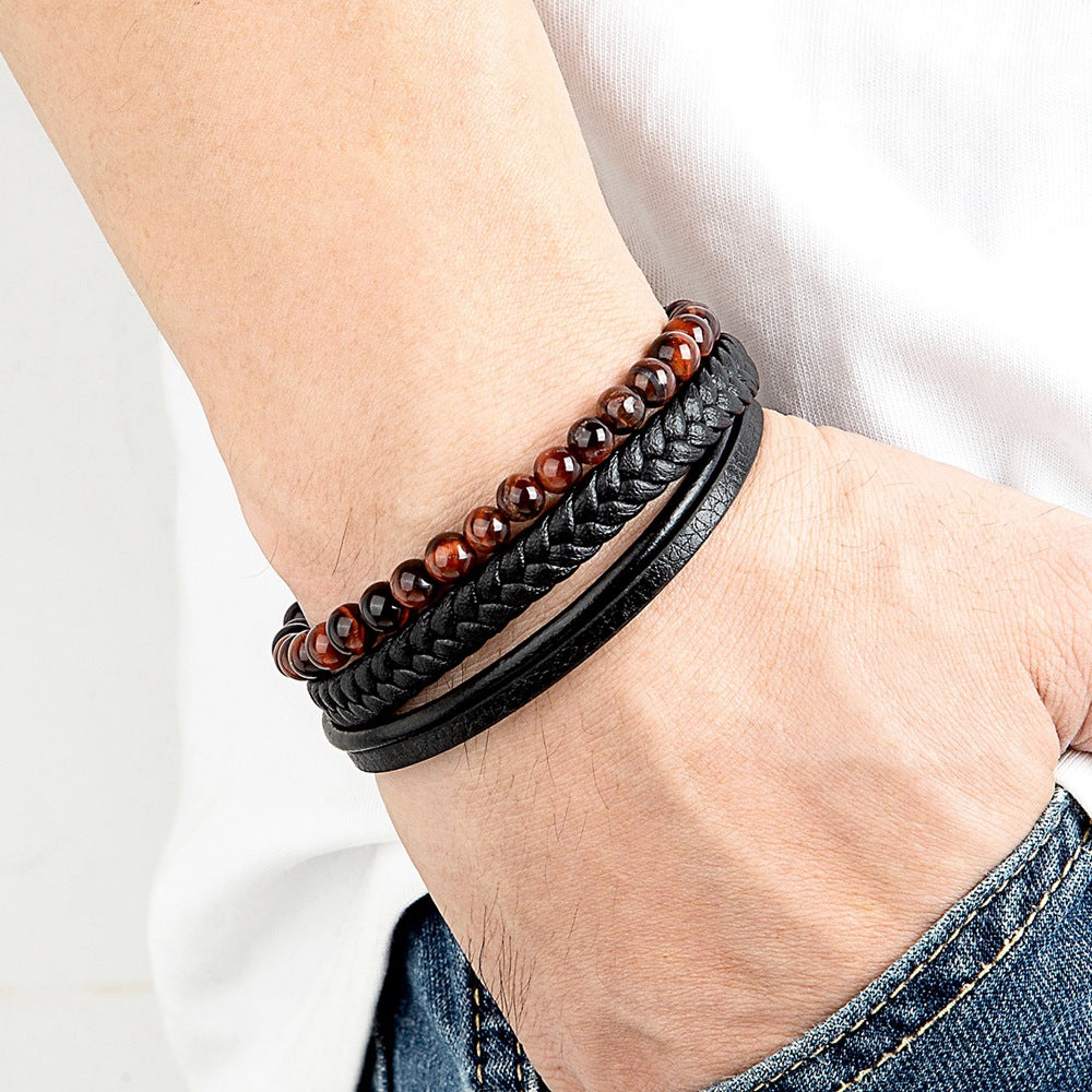 Armband aus Edelstahl mit Tigerauge und Obsidian – Bild 3 | LuxeStyle