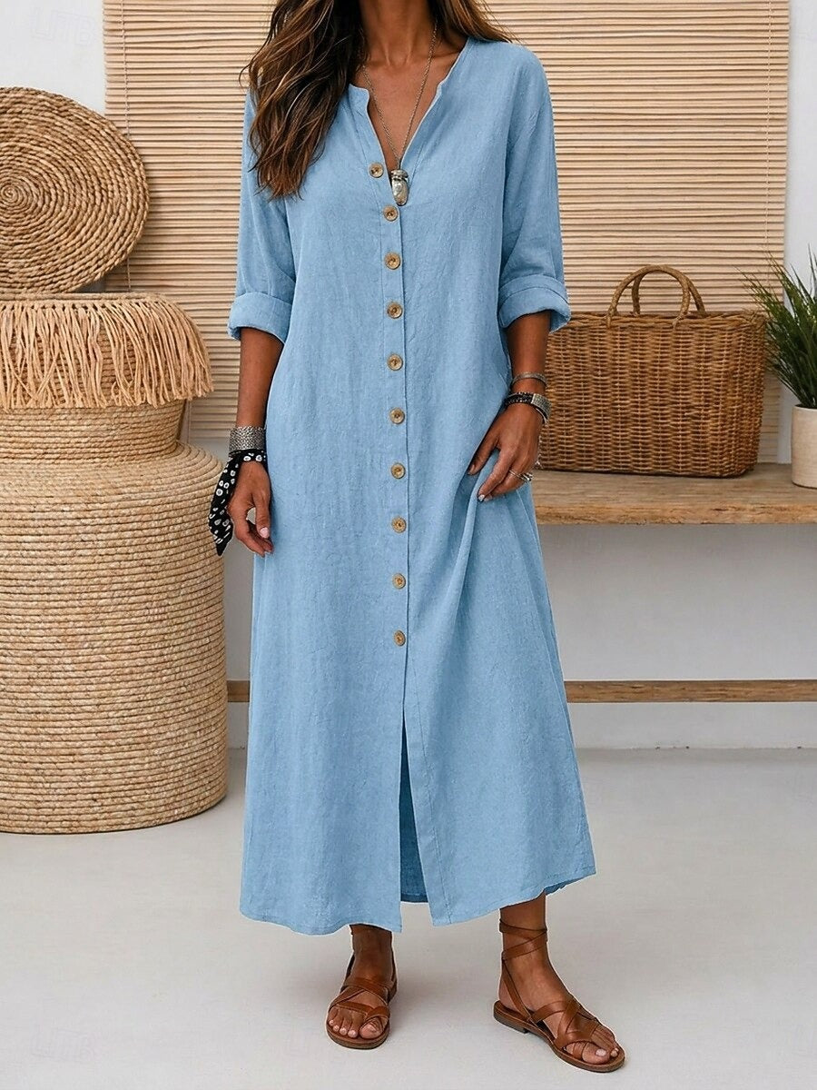 Mid-Langes V-Ausschnitt Strickkleid für Damen – Bild 11 | LuxeStyle