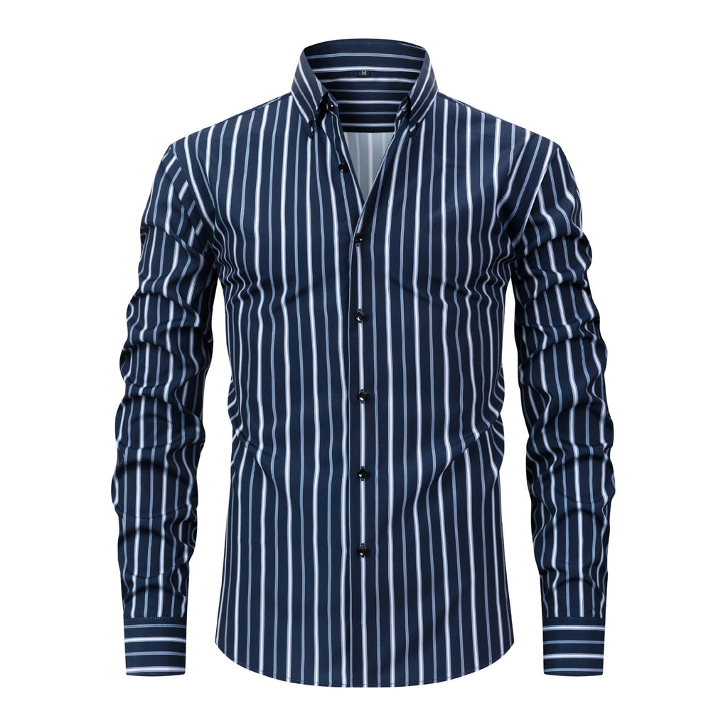 Herren Hemd gestreift mit Revers und langen Ärmeln – Bild 15 | LuxeStyle