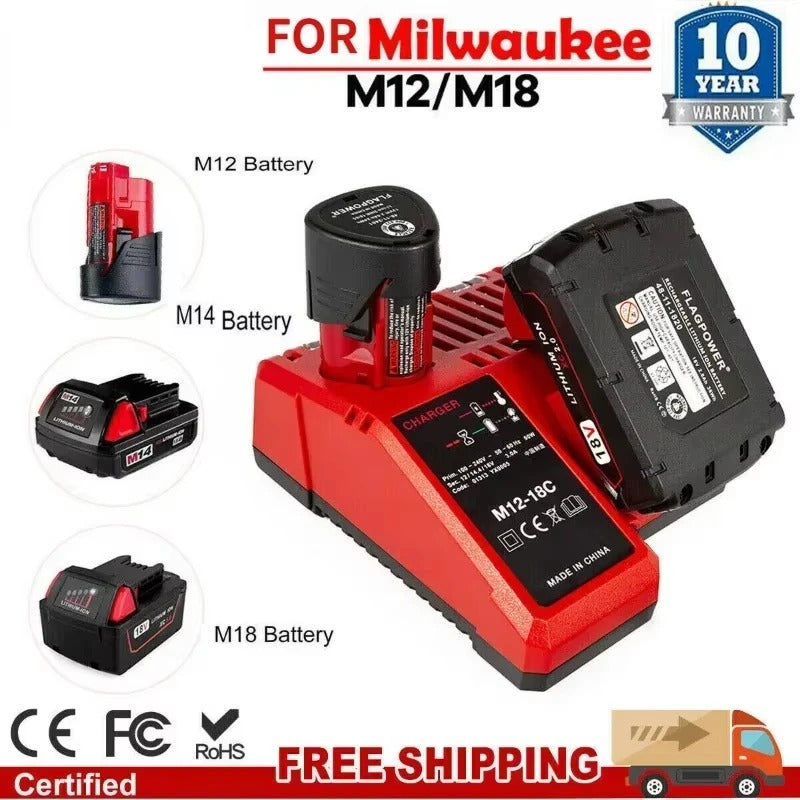 Multi-Ladegerät für Milwaukee M18 Li-ion Akkus
