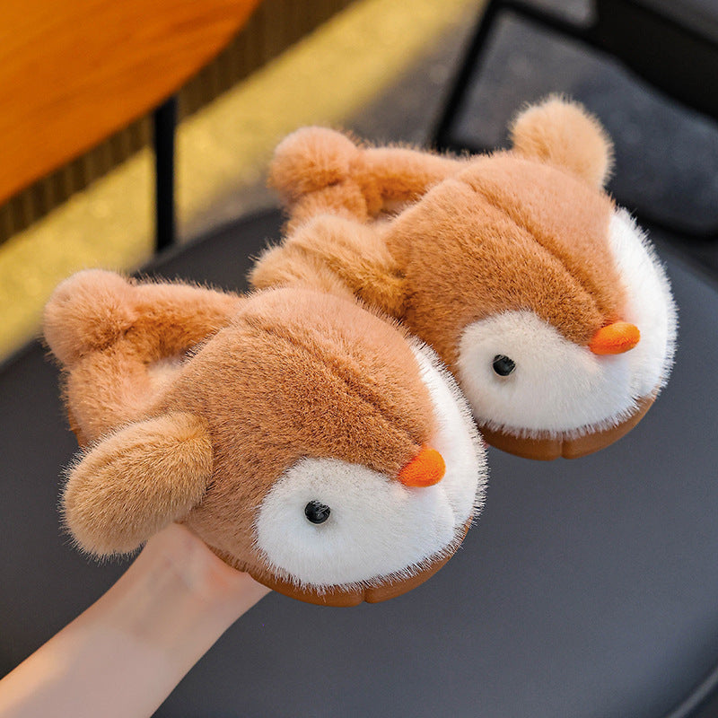 Warme Pinguin-Fleece-Hausschuhe für Kinder