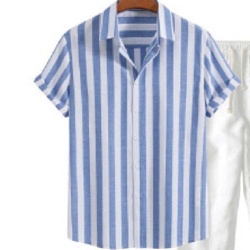 Kurzarmhemd für Herren mit Streifenmuster | LuxeStyle