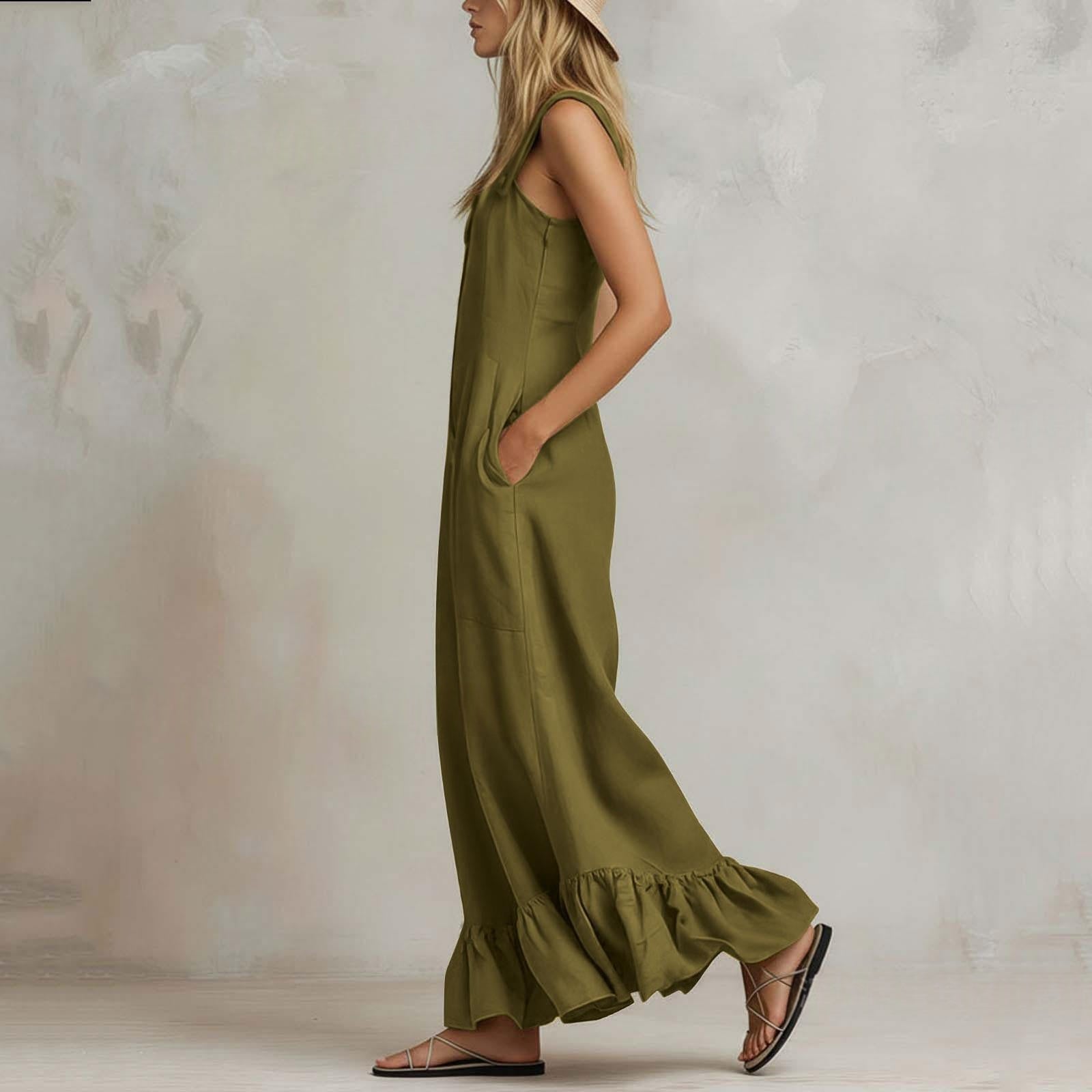 Jumpsuit mit weitem Bein und Volants