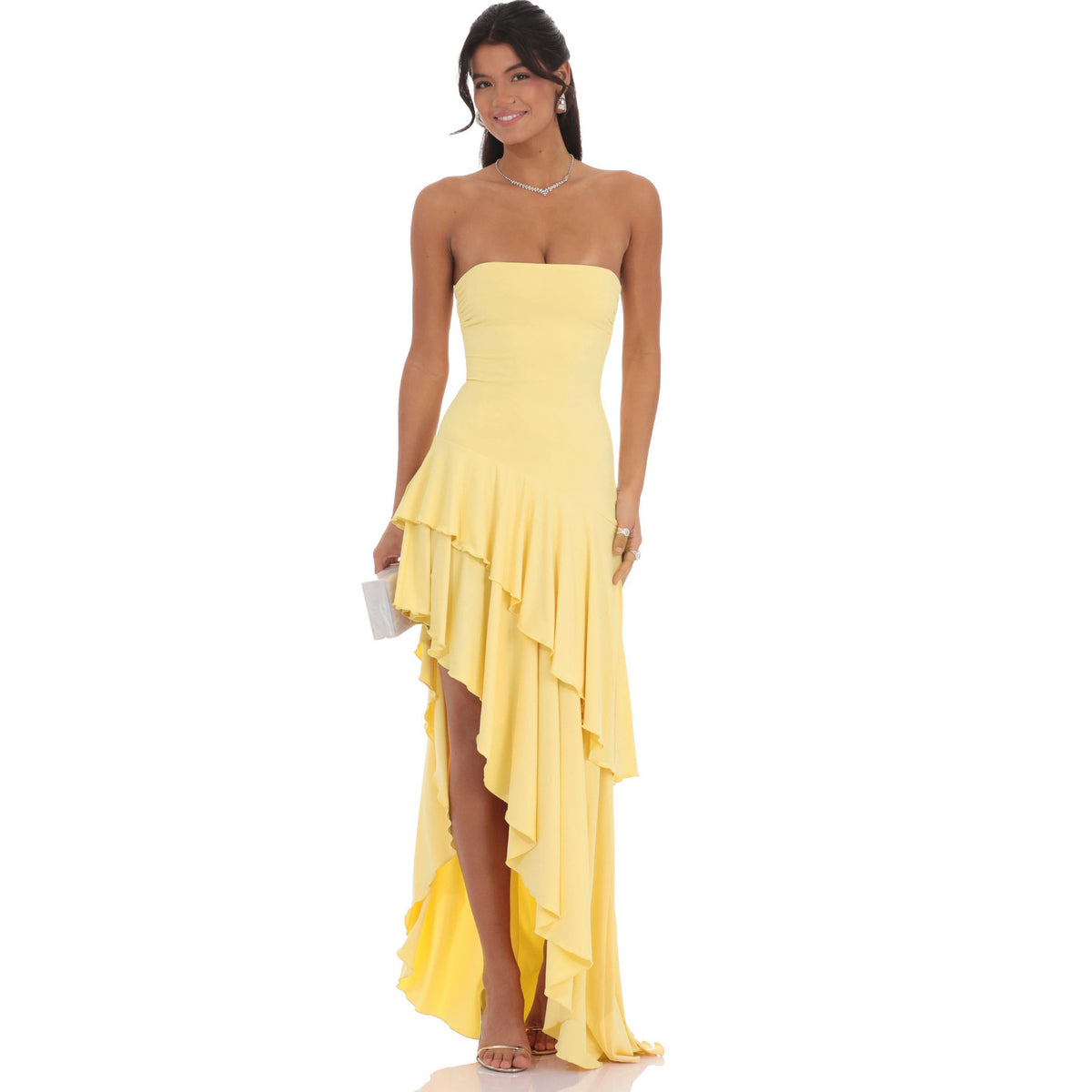 Trägerloses Fishtail-Kleid mit asymmetrischem Saum – Bild 7 | LuxeStyle