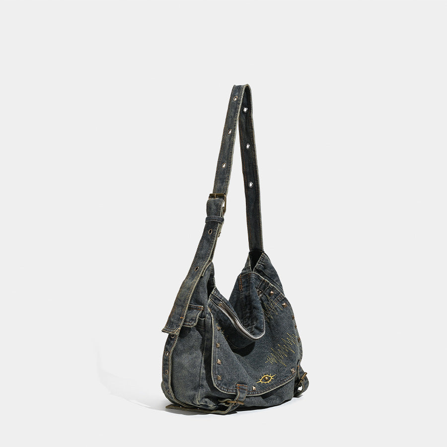 Waschbare Denim-Tote in Marineblau – Bild 6 | LuxeStyle