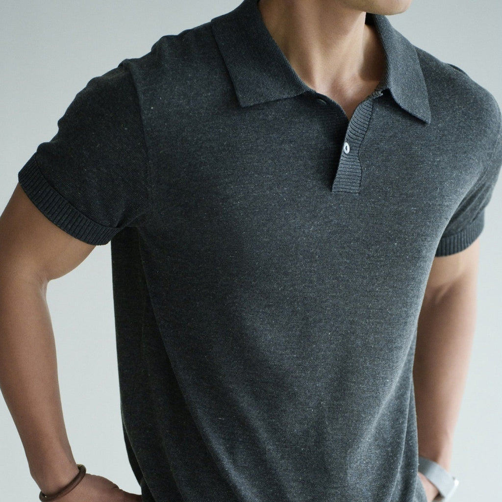 Tencel-Leinen Strick-T-Shirt mit Blumenmuster