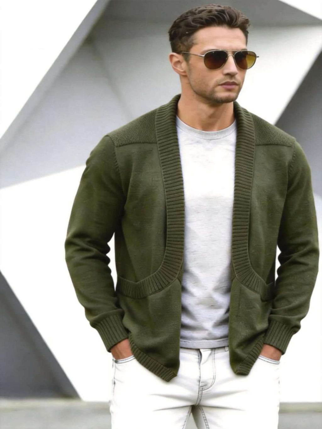 Herren Strick-Cardigan mit Schalkragen