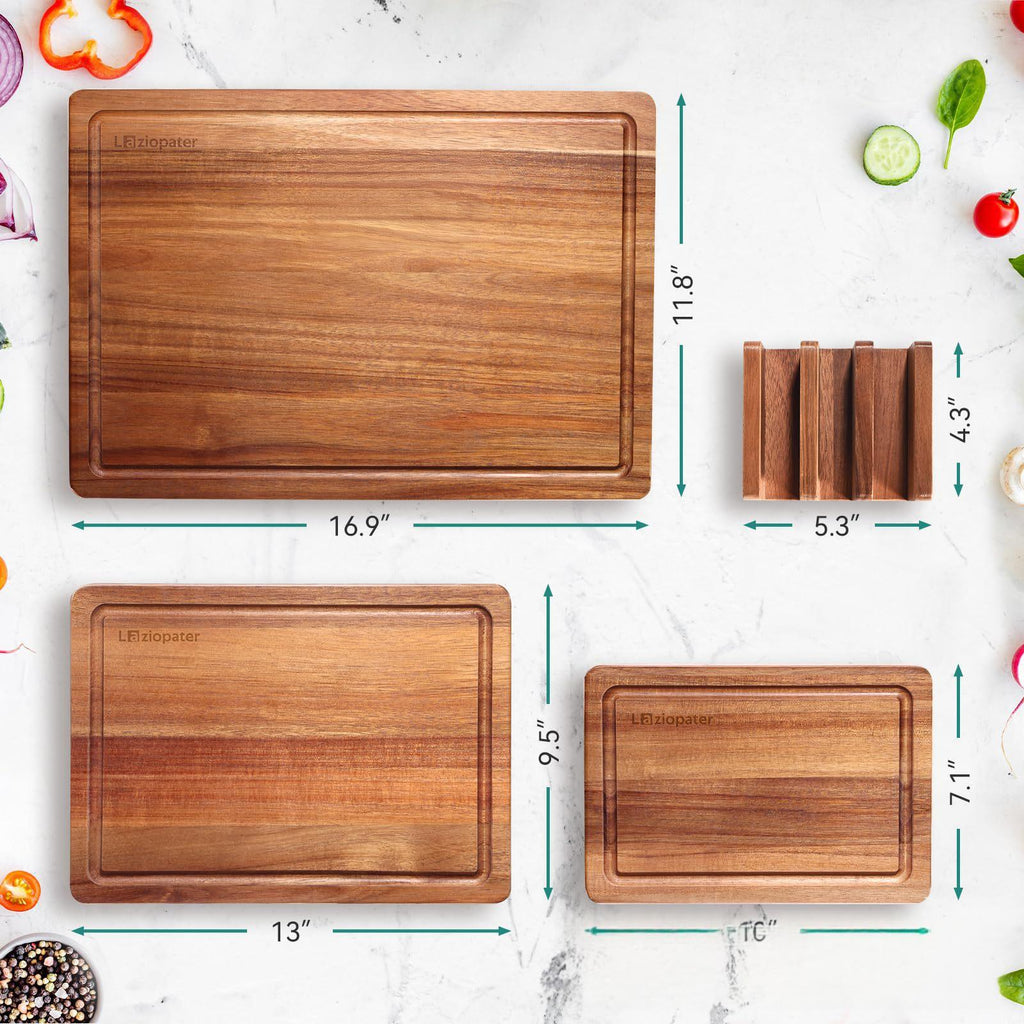 Acacia Holz Schneidebrett-Set | LuxeStyle