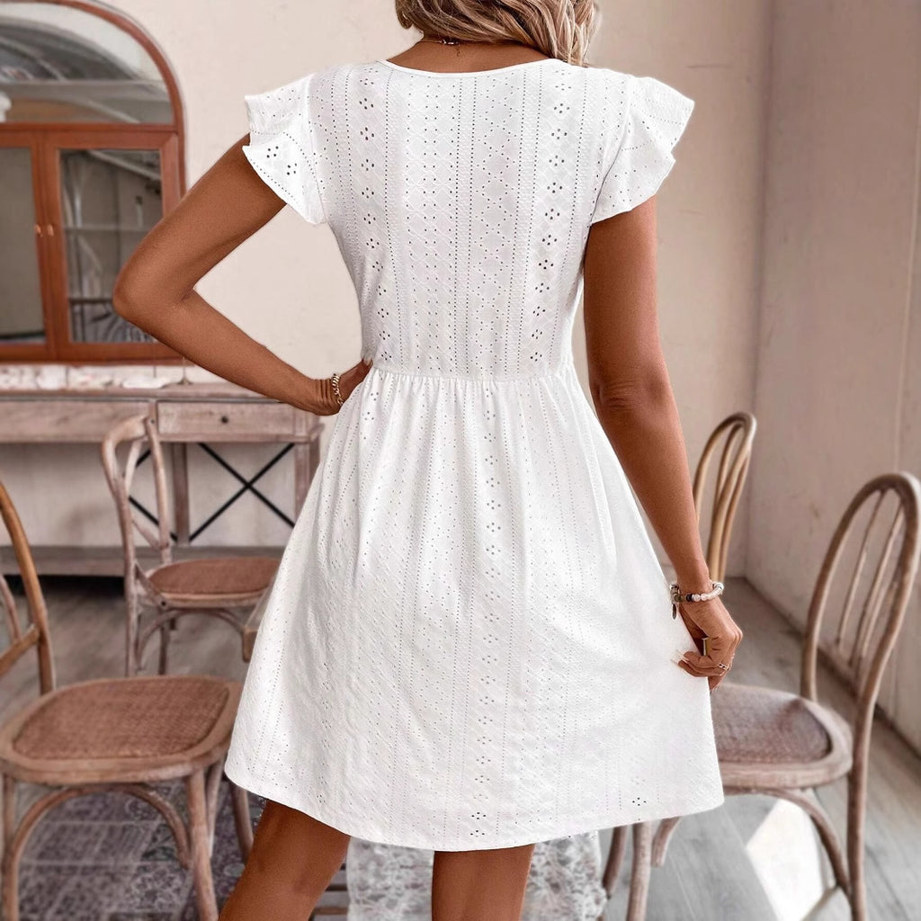 Kurzes A-Linien Kleid mit Spitze – Bild 3 | LuxeStyle
