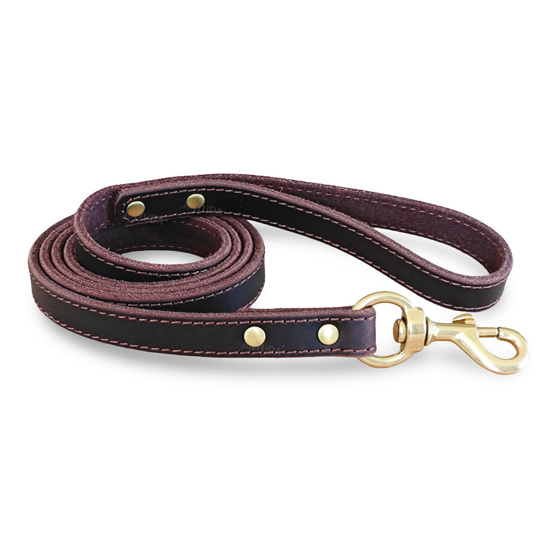Hunde-Leine aus Vollleder mit Messing-Details