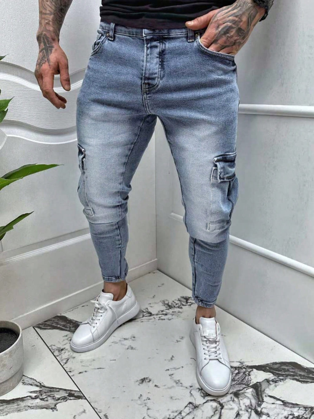 Leopard-Muster Jeans