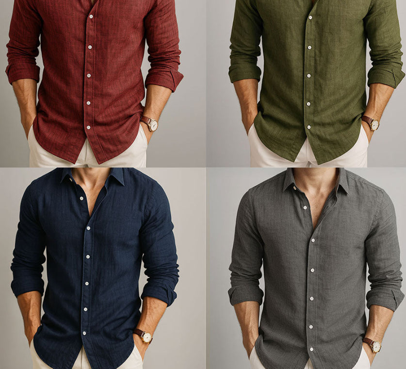 Weites Leinenhemd für Herren – Langarm – Bild 6 | LuxeStyle