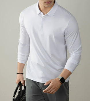 Herren Langarm-Polo mit Kentkragen und Business-Stil