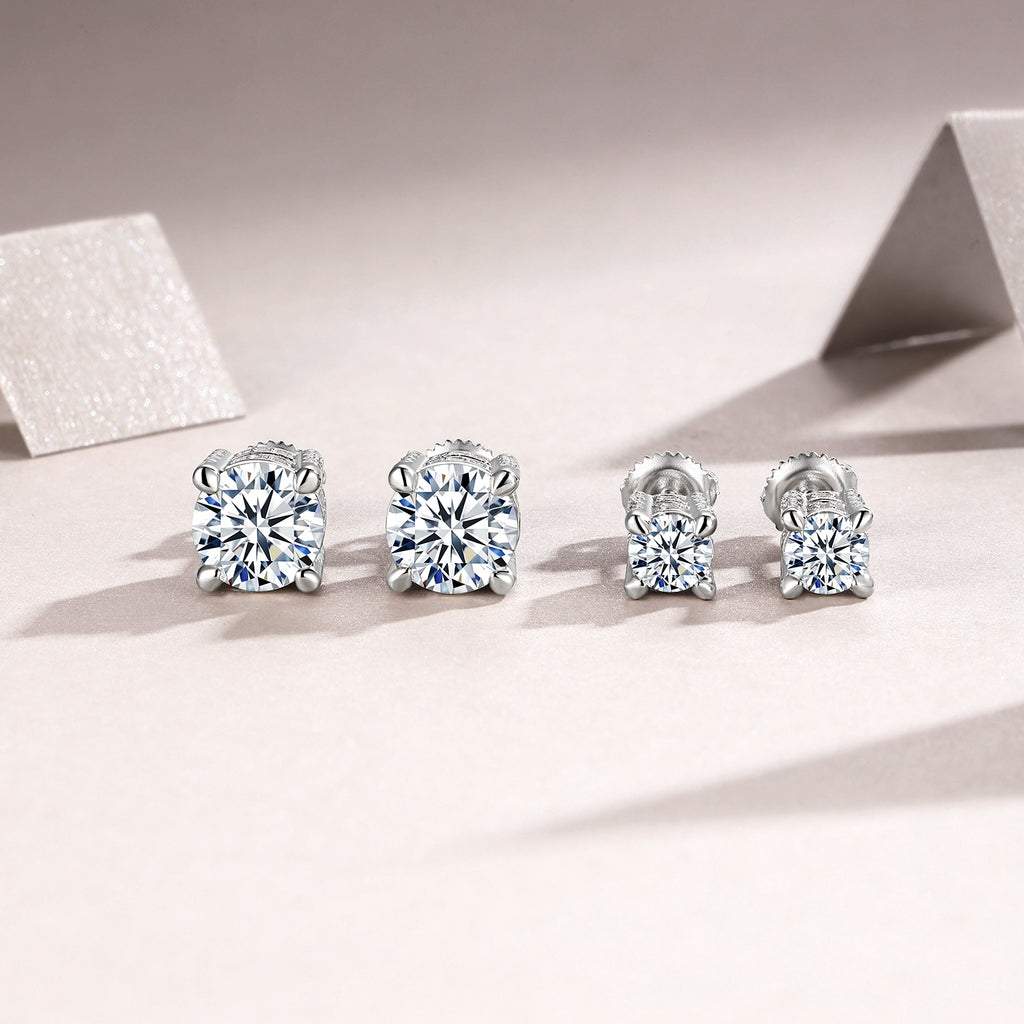 Moissanit-Ohrstecker «Duo» 0,5 & 2 ct · 925 Silber