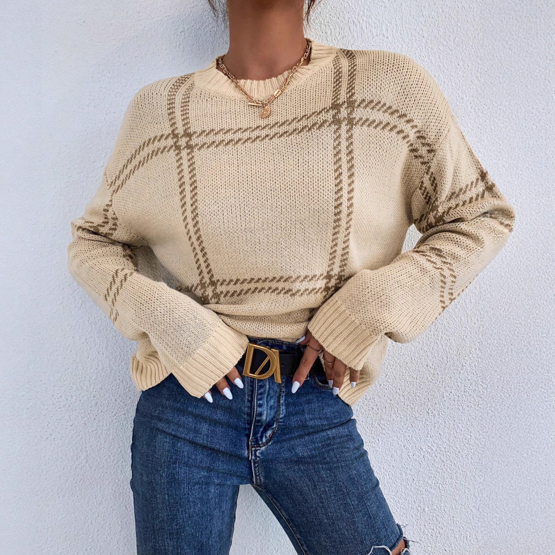 Strukturiertes Strickpullover