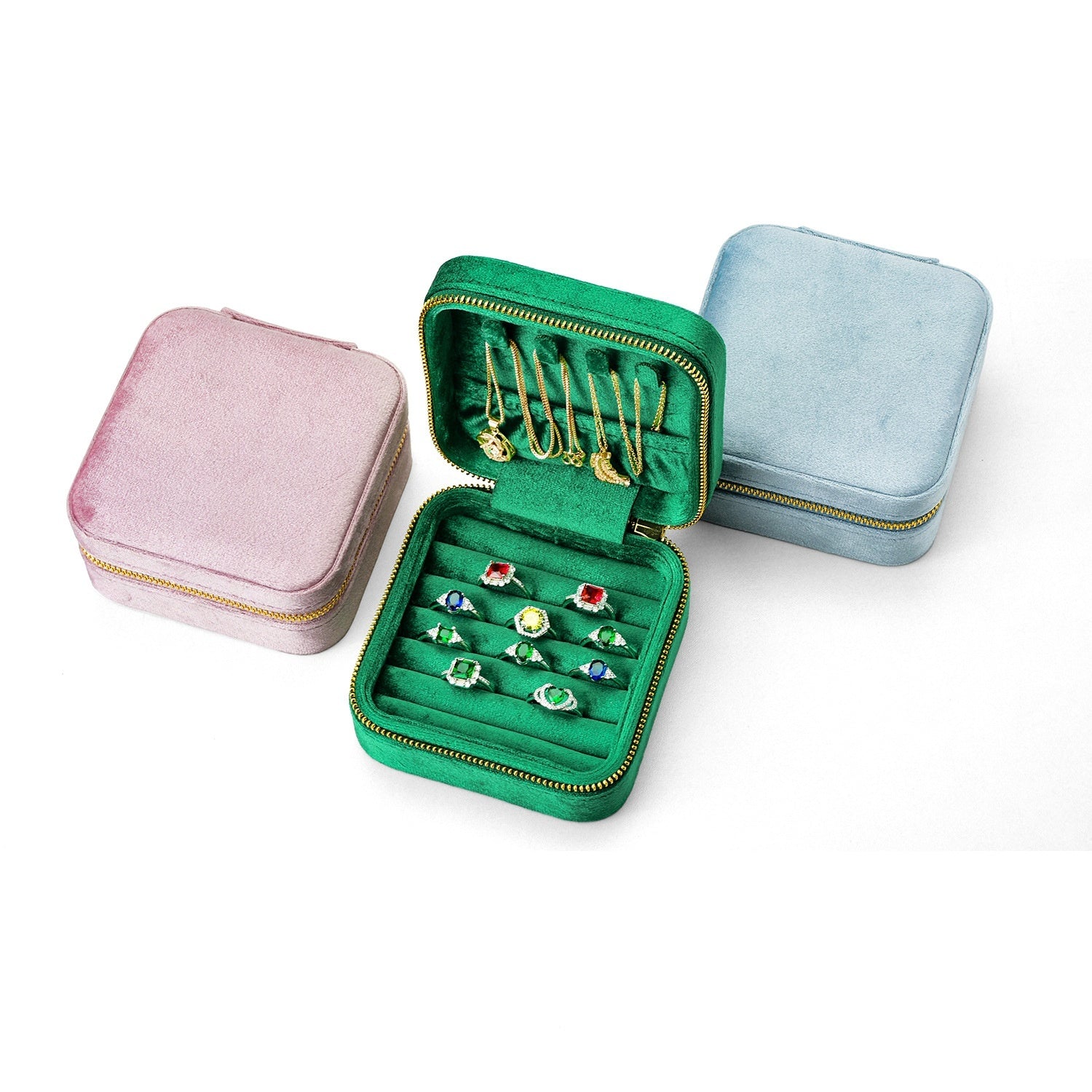 Samt Schmuckbox für Ringe und Halsketten