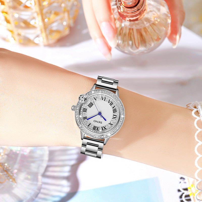 Quarz-Uhr mit Volldiamanten-Glanz aus Edelstahl – Bild 4 | LuxeStyle