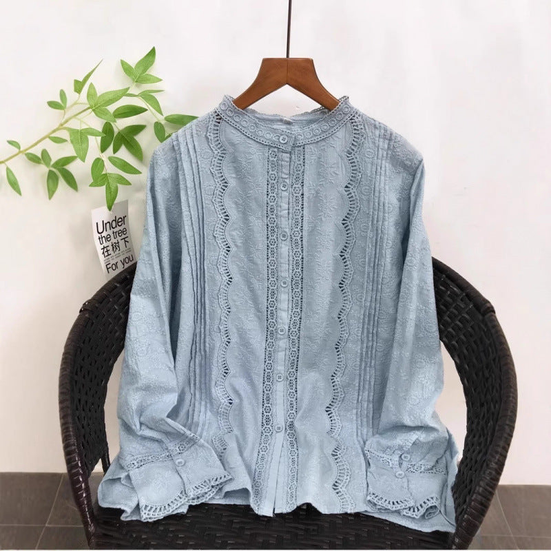 Besticktes Langarmshirt mit Spitzenbesatz – Bild 9 | LuxeStyle