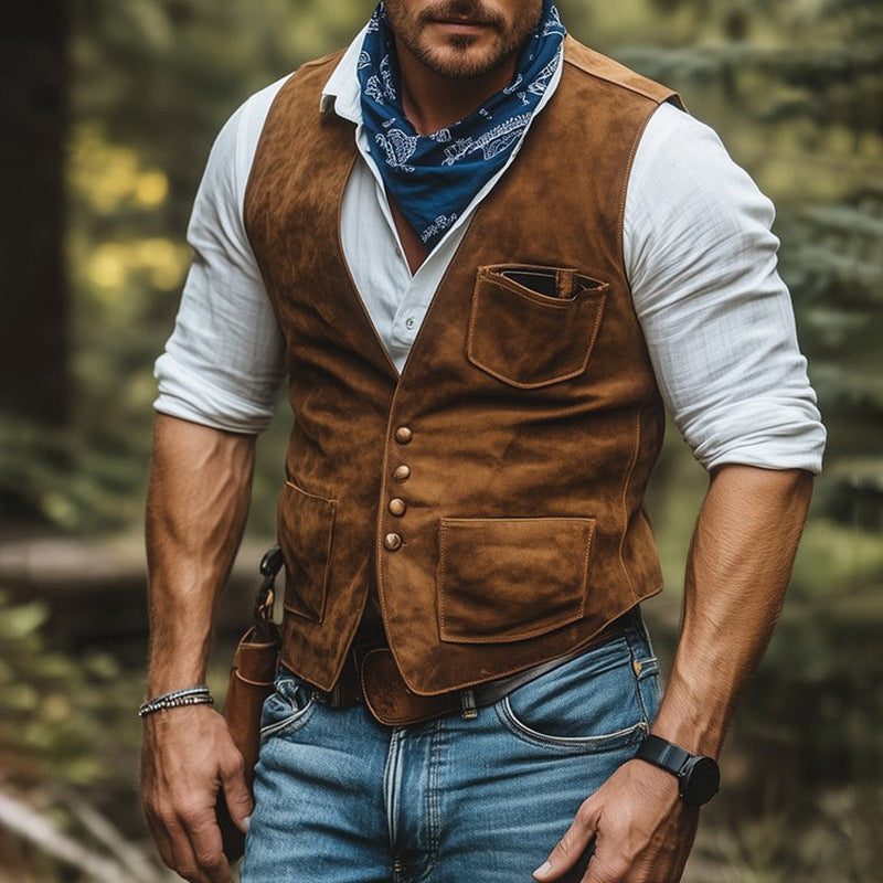 Herren Retro-Weste aus Wildlederimitat