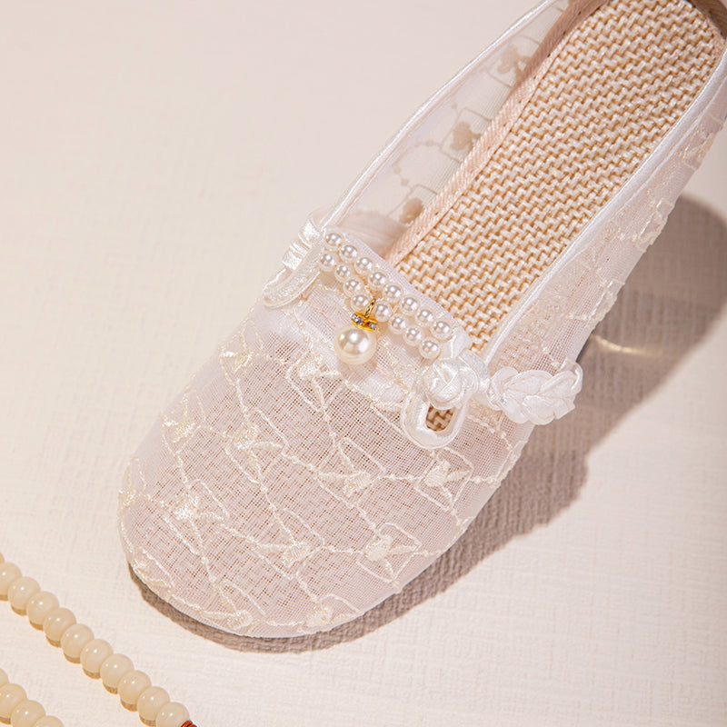 Sommer Mesh Slip-On Sandalen mit Stickerei