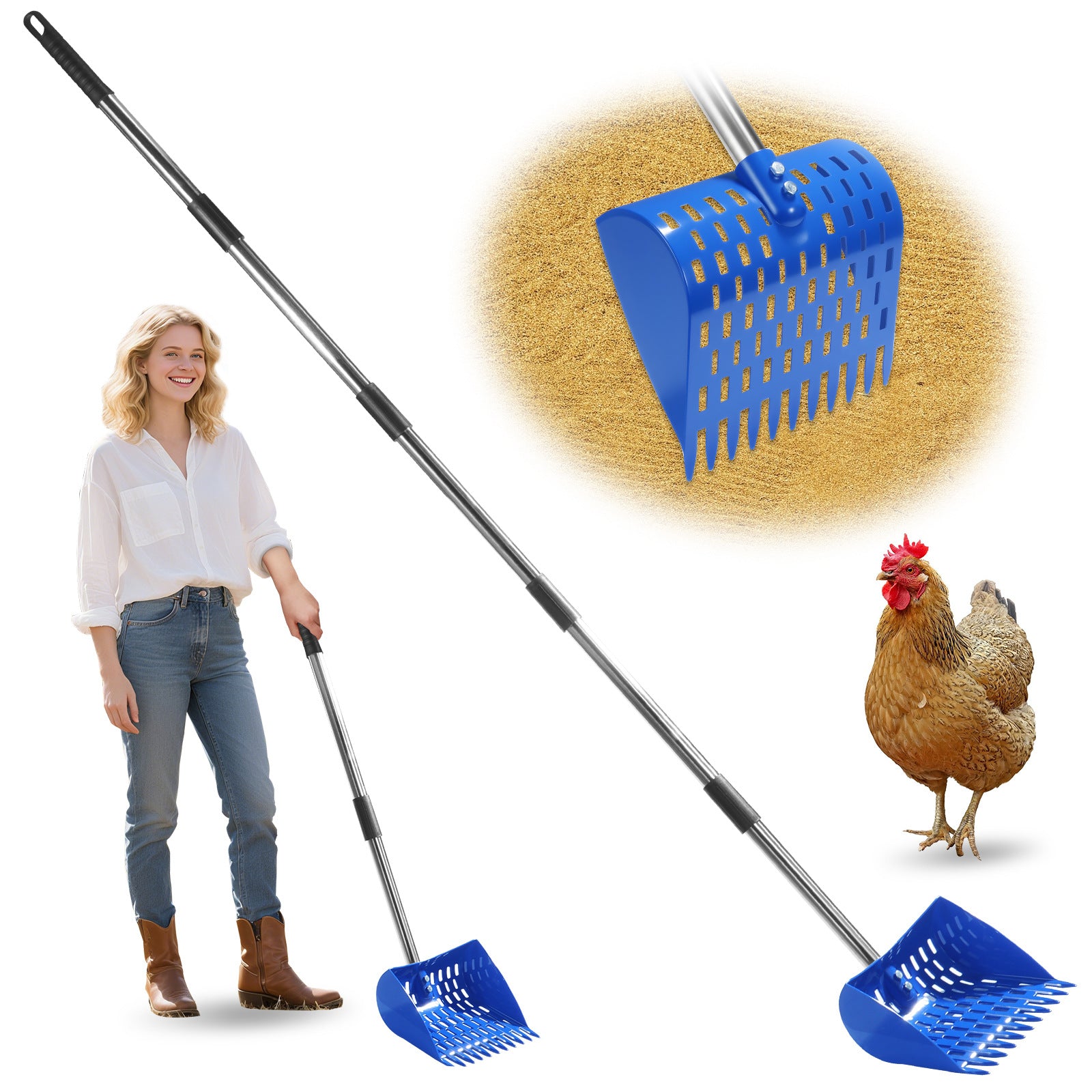 2-in-1 Hühnermist Schaufel und Rechen