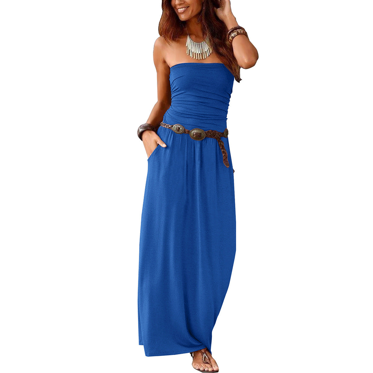 Damen trägerloses Off-Shoulder Maxikleid – Bild 2 | LuxeStyle