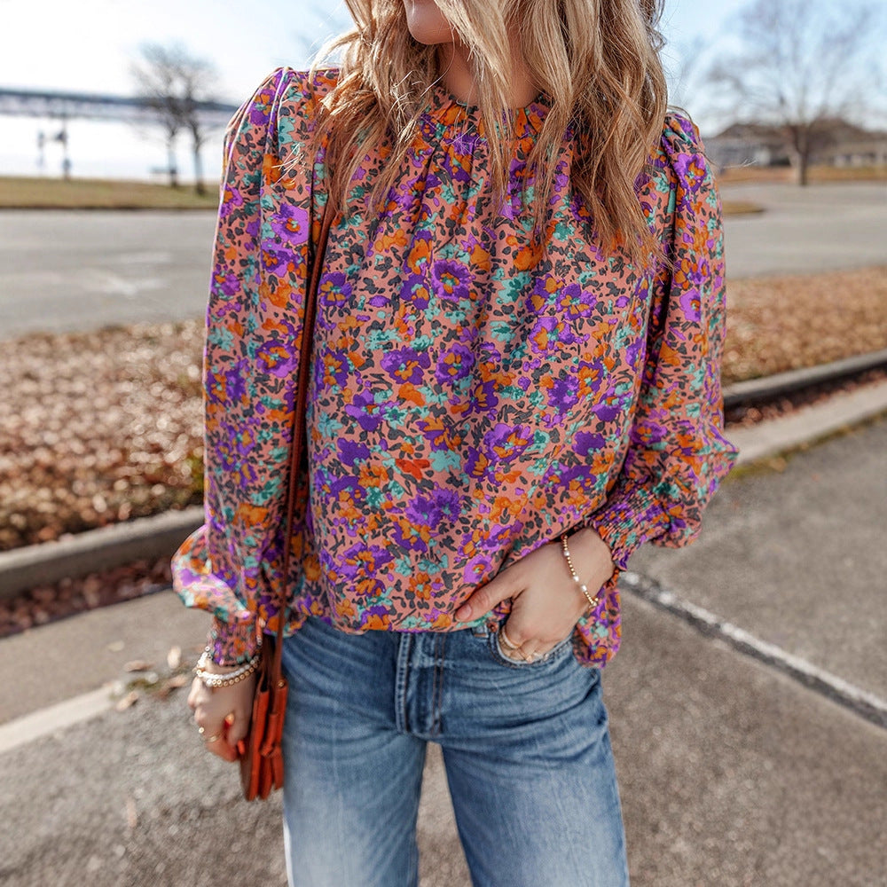 Chiffon-Bluse mit Blumenmuster und Rüschensaum – Bild 5 | LuxeStyle